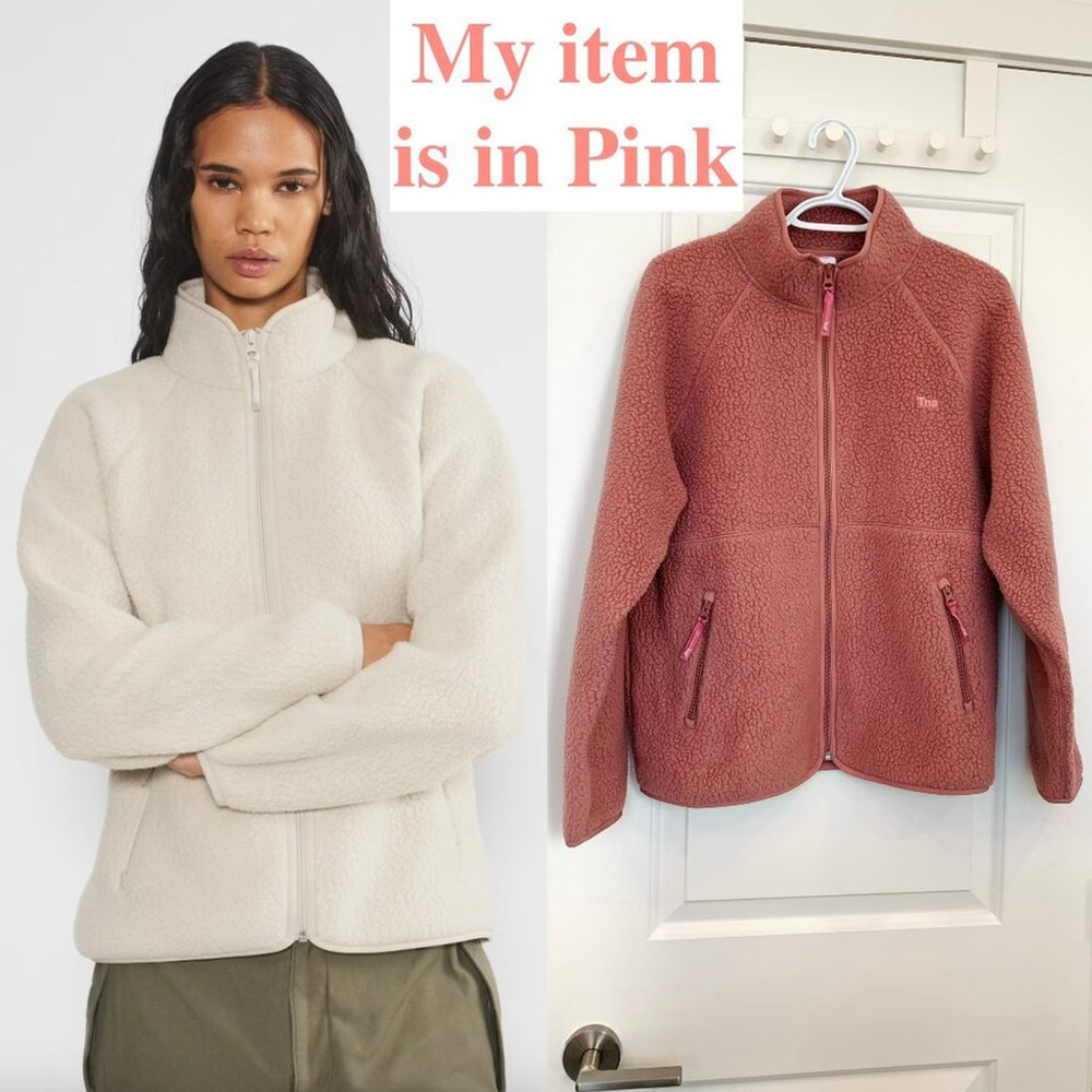 Aritzia TNA Pink Polartec Thermal Pro Mockneck Hip Zip-Up Jacket Fleece Sherpa M